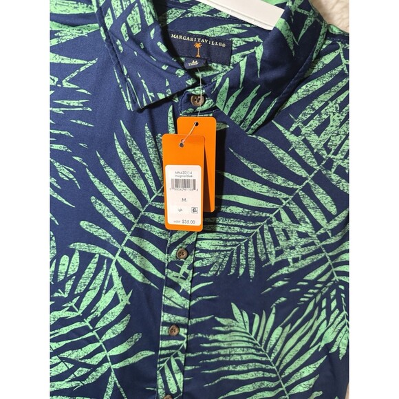 Margaritaville Casual Button Down Collared Men's Shirt Insignia Blue Palm Sz M - Picture 4 of 5